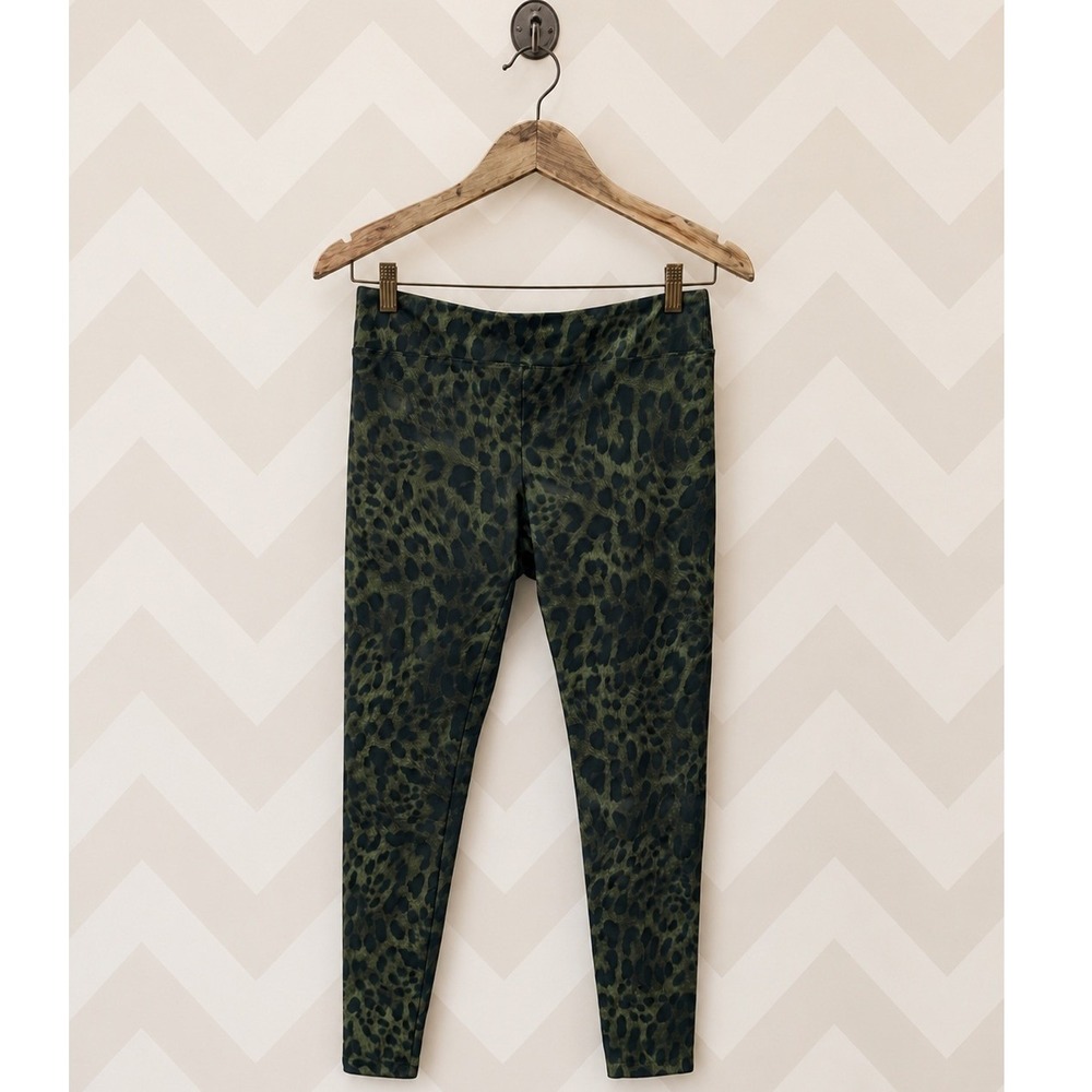 Koral Lustrous High Rise‎ Leggings Green Leopard Animal Print XL NWT